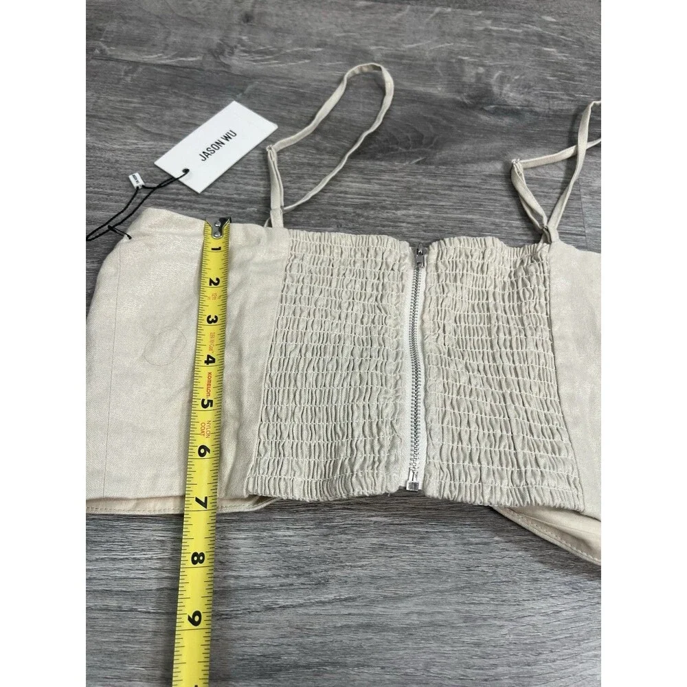 Jason‎ Wu Women’s Beige Crop Bow Top Beige Size medium NWT Designer Luxury Boho - Picture 7 of 9